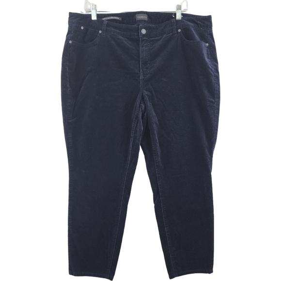 Talbots Corduroy Velvet Navy Ankle Pants size 18WP - Picture 1 of 6